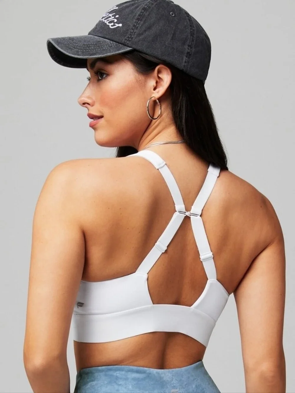Fabletics All Day Every Day Low Impact Bra White V-Neck Sports Bra Sz Large New